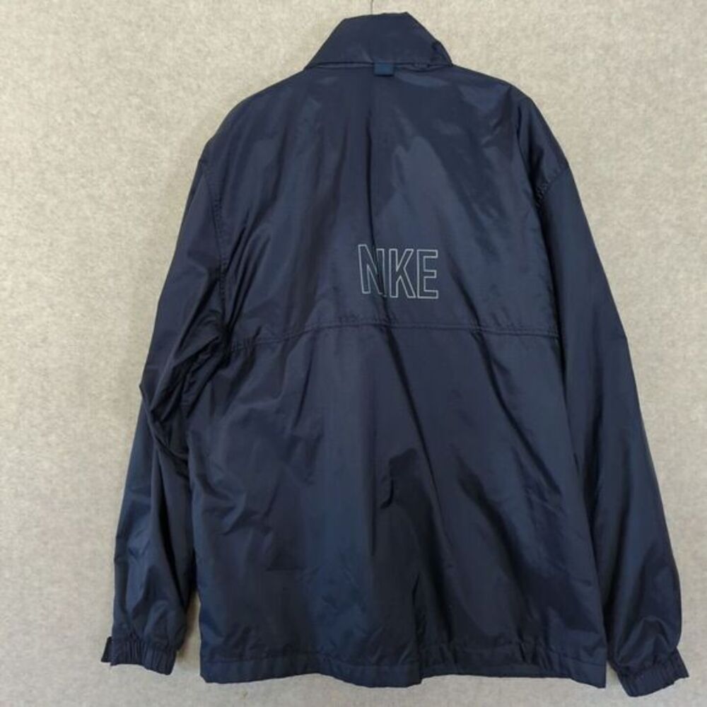 Vintage 90s Nike Swoosh Zip Windbreaker Track Jacket Lined Mens XL Blue Spellout